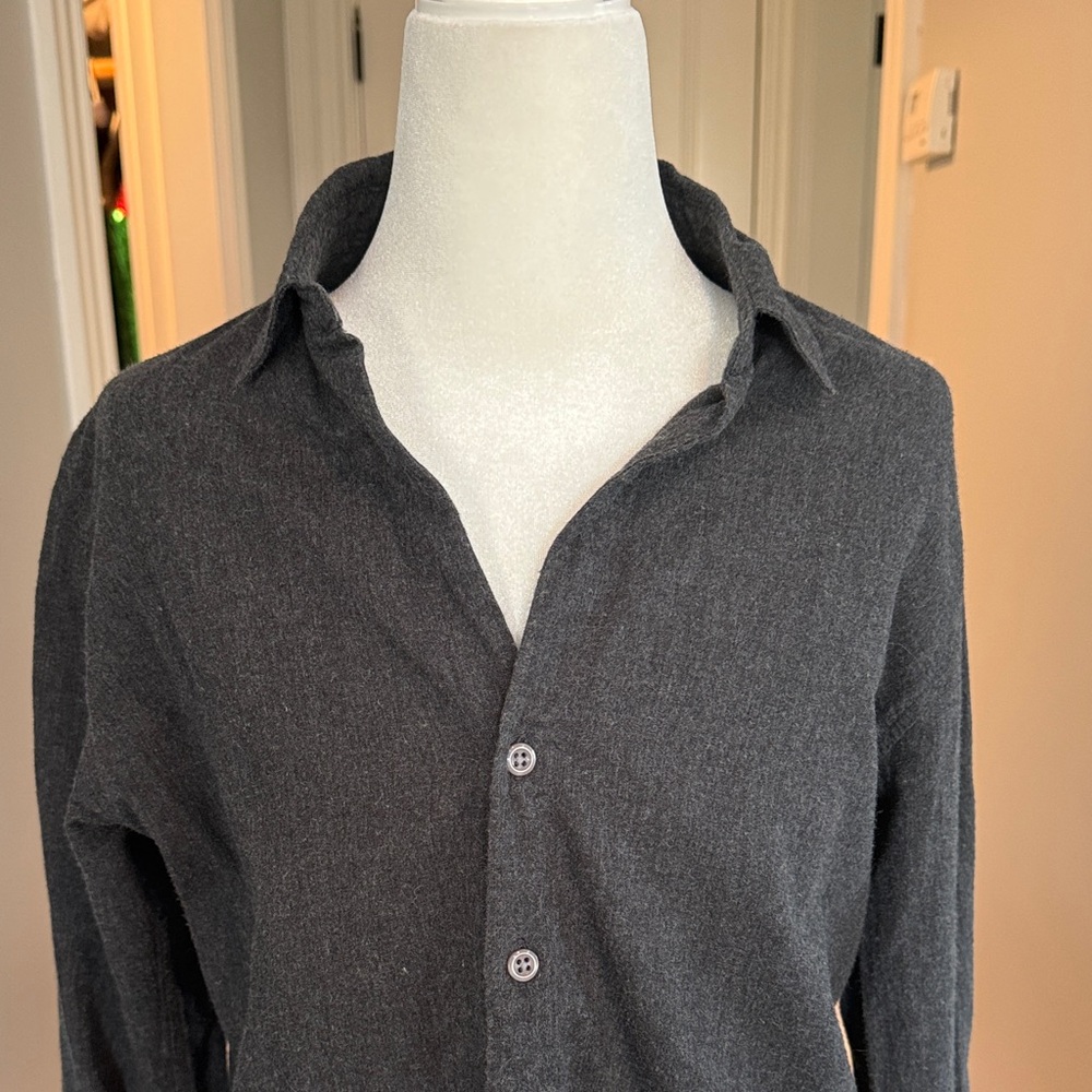 American Colors Dark Gray Casual Flannel Button Down Shirt